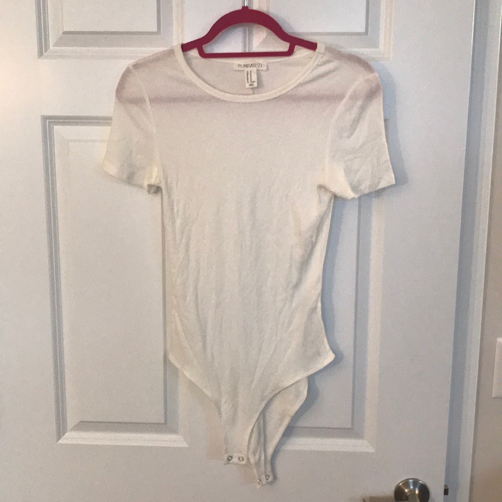 White Forever 21 Short Sleeve Bodysuit